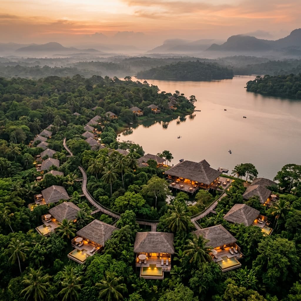 Aerial View of Wildlily Safari Resort Canopy & Reservoir